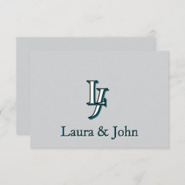 Custom Couple Initials and Names Flat Card Bedankkaart