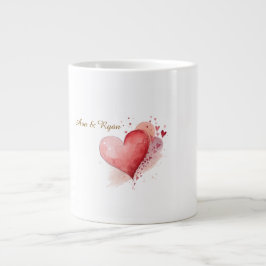 Custom Couple Name Watercolor Heart Specialist Mug Extra Grote Beker