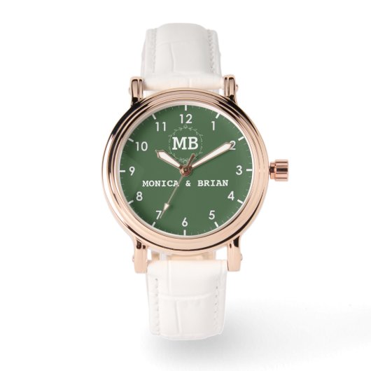 Custom couple names His and Hers monogram initials Horloge (Voorkant)