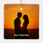 Custom Couple Photo Keramisch Ornament (Achterkant)