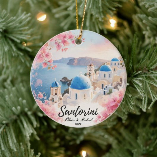 Custom Couple’s Travel Keepsake Keramisch Ornament (Boom)