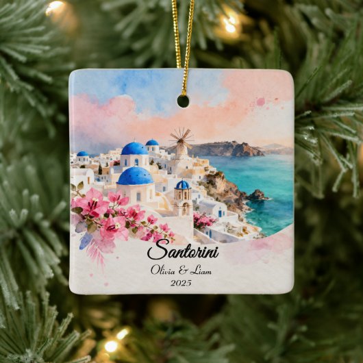 Custom Couple’s Travel Keepsake Keramisch Ornament (Boom)