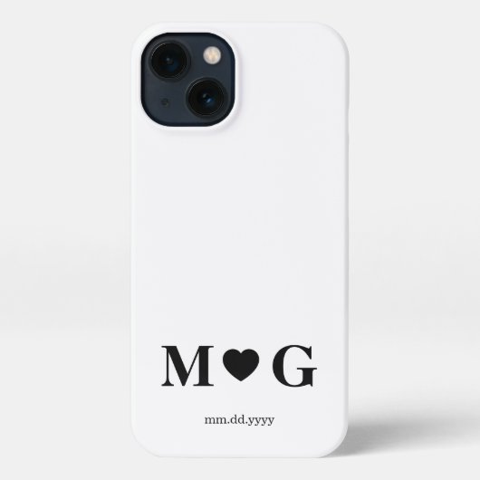 Custom Couples Monogram Heart Mark iPhone Hoesje (Achterkant)