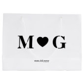 Custom Couples Monogram Large Gift Bag for Gifts Groot Cadeauzakje (Achterkant)