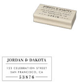 Custom Couple's Namen Wood Bruiloft Retouradres Rubberstempel (Gestempeld)