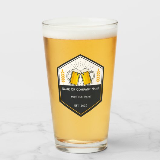 Custom Craft Beer Logo Glass Glas (Voorkant gevuld)