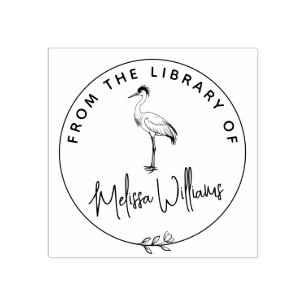Custom Crane Ex Libris Uit het Bibliotheekboek Rubberstempel