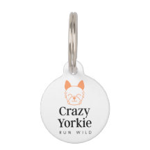 Custom Crazy Yorkie Merk Huisdier ID Tag