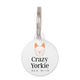 Custom Crazy Yorkie Merk Huisdier ID Tag Huisdierpenning