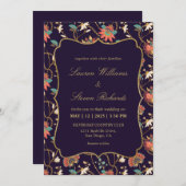 Custom Cream Kleurrijke Bloemen Wedding Kaart (Voorkant / Achterkant)