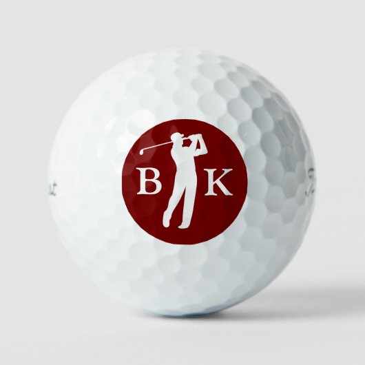 Custom Creëer Uw Eigen Golfer Monogram Rood Golfballen (Voorkant)