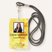 Custom Crew Member Barcode Event Yellow Badge (Voorkant met draagriem)