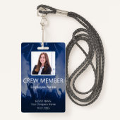 Custom Crew Member Event Blauwe badge (Voorkant met draagriem)