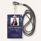 Custom Crew Member Event Blue Badge (Voorkant met draagriem)