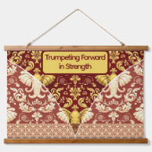 Custom Crimson Red & Gold Elephant Wall Covering Hangend Wandkleed (Voorkant 2)