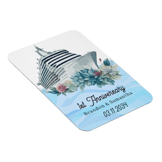 Custom Cruise 1e bruiloft Jubileum Keepsake Magneet (Rechterzijde)
