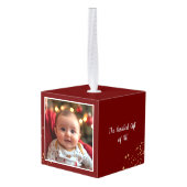 Custom Cube Kerst Ornament Foto Nieuwe Ouder (Achter hoekig)