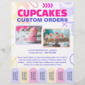 Custom Cupcakes and Cakes Tear Offs Flyer Template (Voorkant)