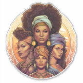 CUSTOM-CUT Afro-Amerikaanse Vrouwen Sticker (Voorkant)