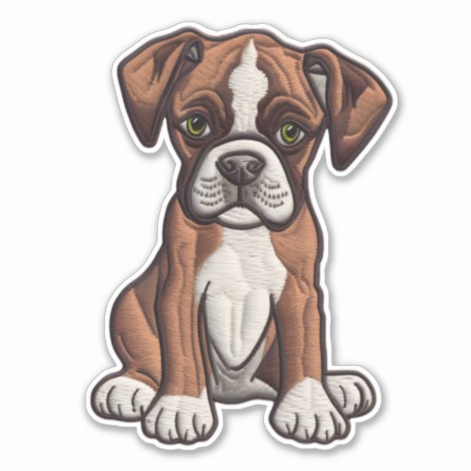 CUSTOM CUT Boxer Dog Digital Patch Sticker (Voorkant)