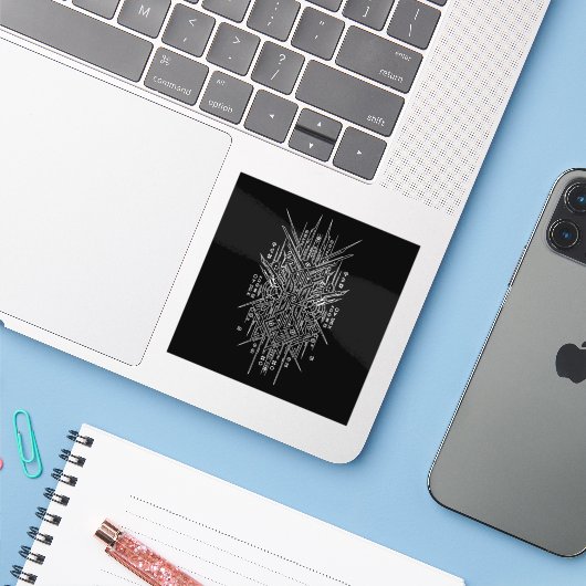 Custom-Cut Vinyl Sticker (Ordinateur portable avec iPhone)