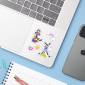 Custom-Cut Vinyl Sticker (Ordinateur portable avec iPhone)