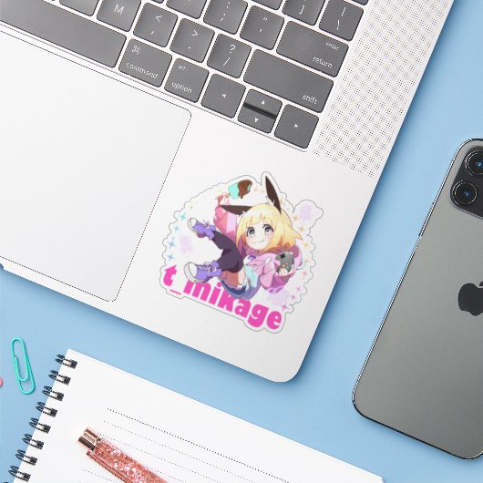 Custom-Cut Vinyl Sticker　貼ってはがせるラップトップスキン Sticker (Laptop met iPhone)