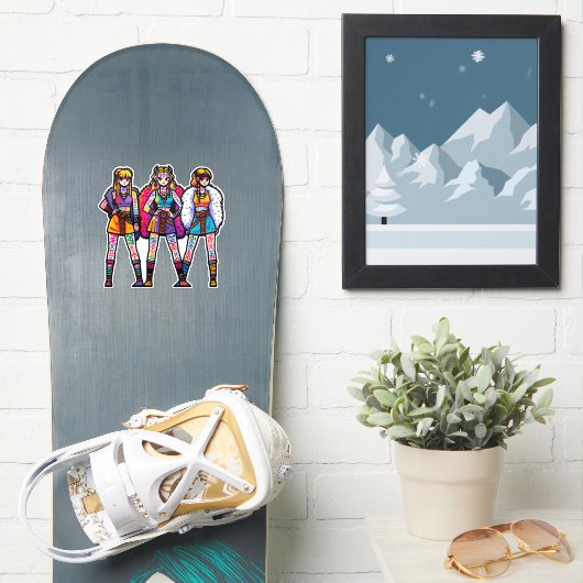 Custom-Cut Vinyl Sticker: Drie Warrior Vrouwen Sticker (Snowboard)