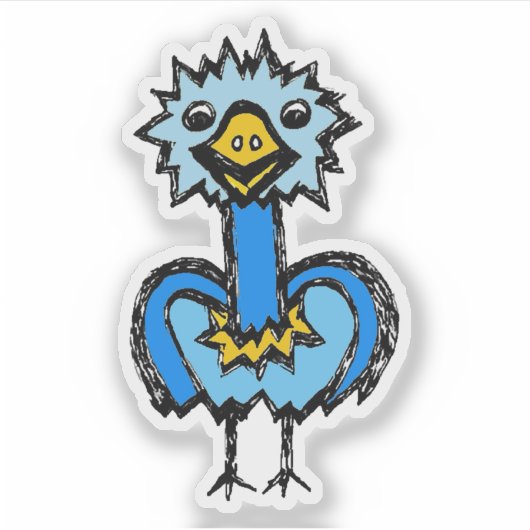 Custom-Cut Vinyl Sticker - Emily Emu (Voorkant)