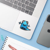 Custom-Cut Vinyl Sticker - Gavin Gecko (Laptop met iPhone)