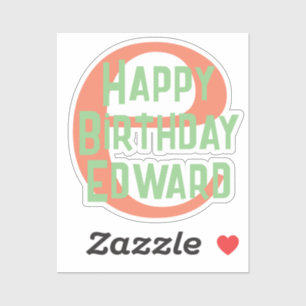 Custom-Cut Vinyl Sticker happy birthday tiener