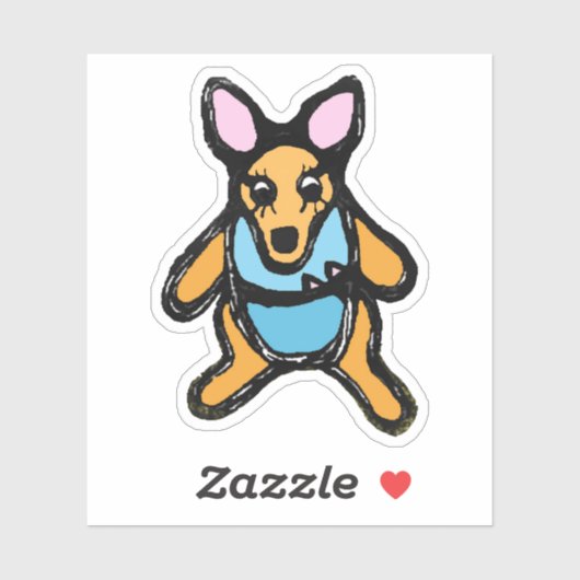 Custom-Cut Vinyl Sticker - Kelly Kangaroo (Vel)