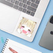 Custom-Cut Vinyl Sticker【smile】 カスタムカットビニールステッカー Sticker (Laptop met iPhone)