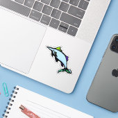 Custom-Cut Vinyl Sticker - Xola Xiphias Gladius (Ordinateur portable avec iPhone)