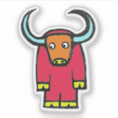 Custom-Cut Vinyl Sticker - Yogi Yak (Voorkant)