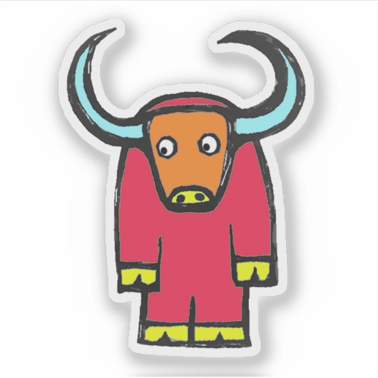 Custom-Cut Vinyl Sticker - Yogi Yak (Devant)