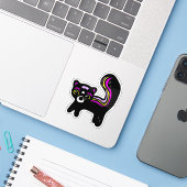 Custom-Cut Vinyl Sticker - Zenia Zorilla (Laptop met iPhone)