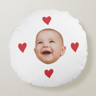 Custom Cute Baby Face One Photo Rond Kussen