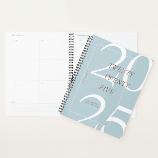 Custom Cute Blue Minimal 2025 Calendar  Planner (Devant avec enveloppe)
