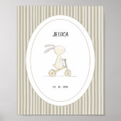 Custom Cute Bunny Nursery Name Date Poster (Voorkant)