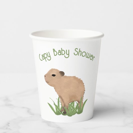 Custom Cute Capybara Pun Capy Baby shower Papieren Bekers (Achterkant)
