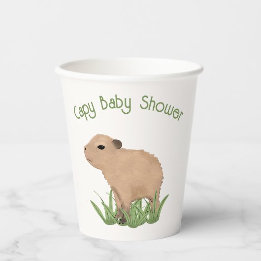Custom Cute Capybara Pun Capy Baby shower Papieren Bekers (Voorkant)