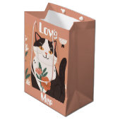 Custom Cute Cat with Mur and Love Medium Cadeauzakje (Voorkant Gekanteld)