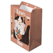 Custom Cute Cat with Mur and Love Medium Cadeauzakje (Achterkant Gekanteld)