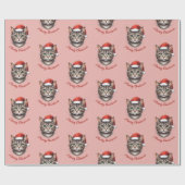 Custom Cute Christmas Cat with Santa Hat Cadeaupapier (Vlak)