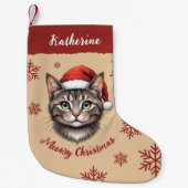 Custom Cute Christmas Cat with Santa Hat Kleine Kerstsok (Voorkant)