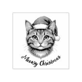 Custom Cute Christmas Cat with Santa Hat Rubberstempel (Afrduk)