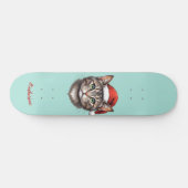 Custom Cute Christmas Cat with Santa Hat Skateboard (Horizontaal)