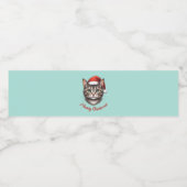 Custom Cute Christmas Cat with Santa Hat Waterfles Etiket (Enkel label)