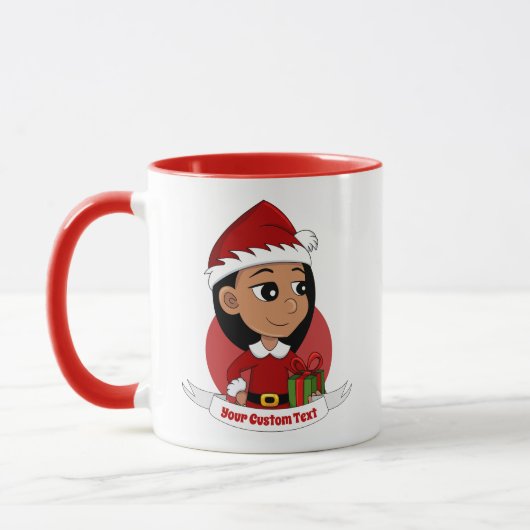 Custom cute Christmas girl dessin animé Mug (Gauche)